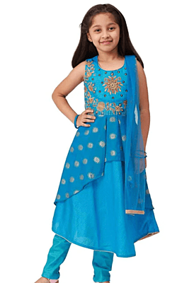 Girls Salwar Suit with Neck Embroidery Work Girls Salwar Suit with Neck Embroidery Work