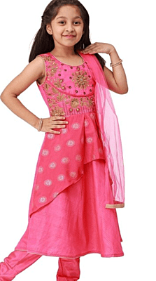 Girls Salwar Suit with Neck Embroidery Work Girls Salwar Suit with Neck Embroidery Work