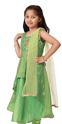 Girls Salwar Suit with Neck Embroidery Work Girls Salwar Suit with Neck Embroidery Work