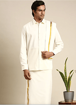 Cream Regular Dhoti and Shirt Cream Regular Dhoti and Shirt