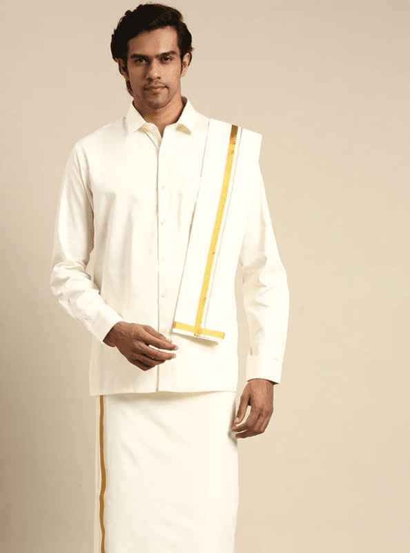 Cream Regular Dhoti and Shirt Cream Regular Dhoti and Shirt