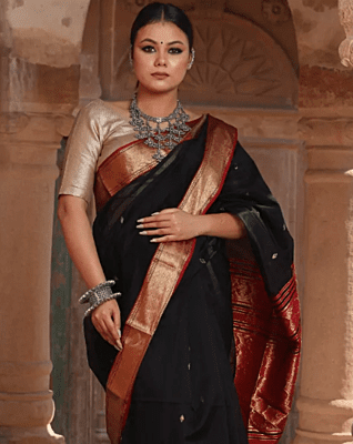 Silk Sarees Red With Contrast Blouse Silk Sarees Red With Contrast Blouse