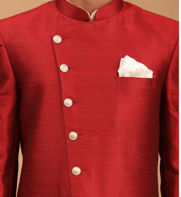 Men Maroon Solid Sherwani Set