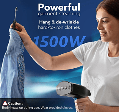 AGARO Signify Handheld Garment Steamer, Wrinkle Remover, Iron, Fast Heat, Ceramic Steam Nozzle, 1500W, 260 ML Water Tank, Detachable Fabric Brush