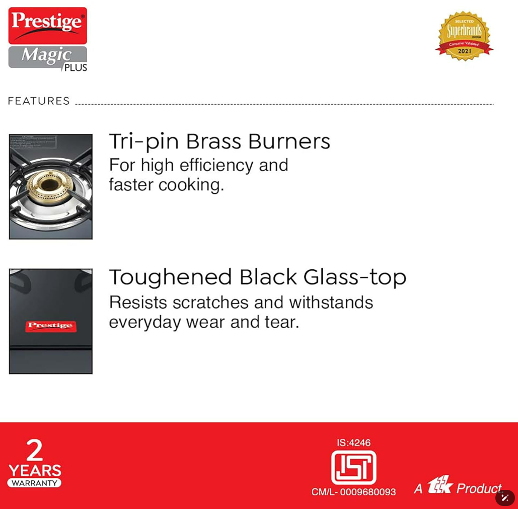 Prestige Magic Plus GTMP 04 SQ LP Gas Stove