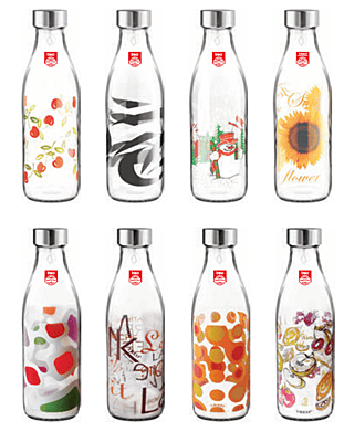 Treo by Milton Ivory Premium Glass Printed Bottle 1000 ml, 1 Pc