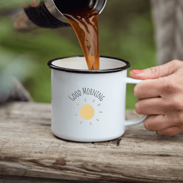 Customize Enamel Coffee Mug -Good Morning Sunshine