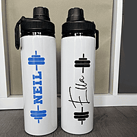 Personalised Gym water bottle, Gym barbell themed sports bottle