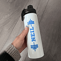 Personalised Gym water bottle, Gym barbell themed sports bottle