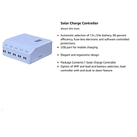 Luminous 20A Solar Charge Controller, 12V Load Directly, 40 watts to 125 watts Panels in 12V System
