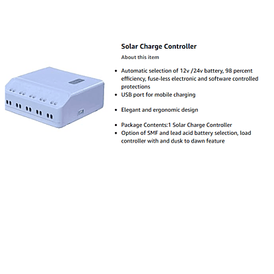 Luminous 20A Solar Charge Controller, 12V Load Directly, 40 watts to 125 watts Panels in 12V System