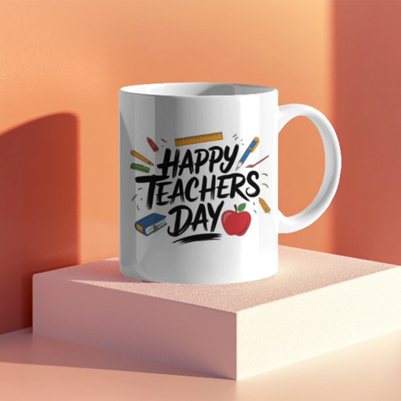 Happy Teacher's day Printed Ceramic Coffee Mug I Gift for Teacher| 325ml Happy Teacher's day Printed Ceramic Coffee Mug I Gift for Teacher| 325ml