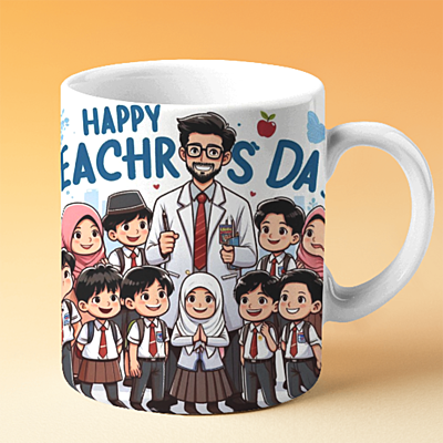Happy Teacher Printed Ceramic Coffee Mug I Gift for Teacher| 325ml Happy Teacher Printed Ceramic Coffee Mug I Gift for Teacher| 325ml