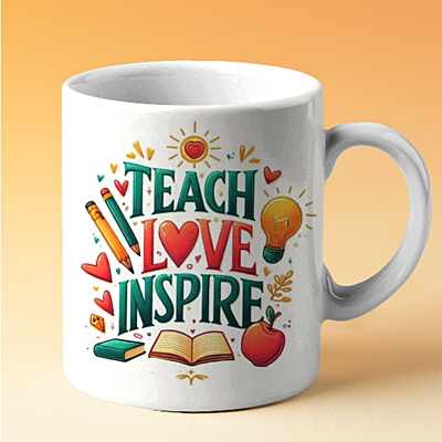 Teacher's Changes the World Printed Ceramic Coffee Mug I Gift for Teacher| 325ml Teacher's Changes the World Printed Ceramic Coffee Mug I Gift for Teacher| 325ml