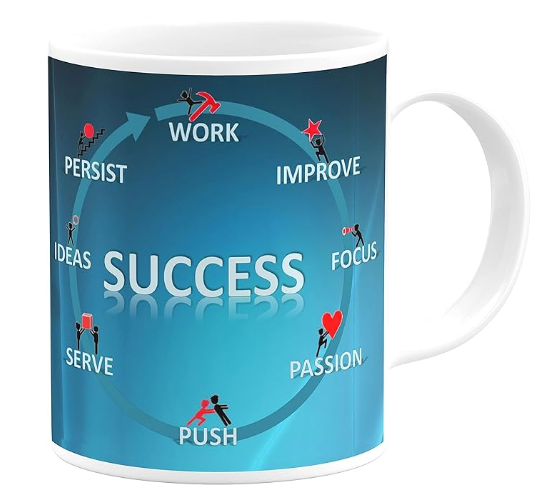 Printed Success Mug UPSC Mug IAS Mug Motivational Quotes Mug for Friend Brother Sister Boys Girls Printed Microwave Safe White Ceramic Mug Birthday Mug