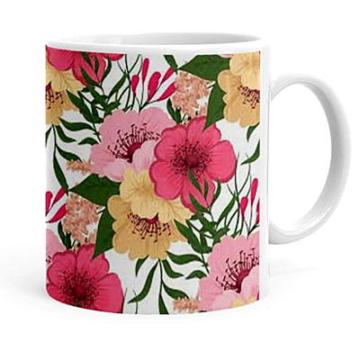 Printed Flowers Pattern Theme Printed Ceramic Coffee Mug (325 ML) - Birthday,Anniversary Gift for Everyone Printed Flowers Pattern Theme Printed Ceramic Coffee Mug (325 ML) - Birthday,Anniversary Gift for Everyone