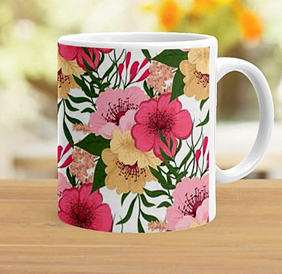 Printed Flowers Pattern Theme Printed Ceramic Coffee Mug (325 ML) - Birthday,Anniversary Gift for Everyone Printed Flowers Pattern Theme Printed Ceramic Coffee Mug (325 ML) - Birthday,Anniversary Gift for Everyone