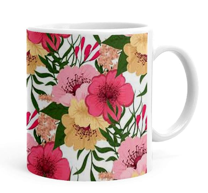 Printed Flowers Pattern Theme Printed Ceramic Coffee Mug (325 ML) - Birthday,Anniversary Gift for Everyone Printed Flowers Pattern Theme Printed Ceramic Coffee Mug (325 ML) - Birthday,Anniversary Gift for Everyone