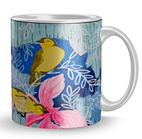 Printed Flower Beautiful Painting Colorful Design Ceramic Printed Coffee and Tea Mug 320ml Multicolor