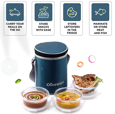 Oliveware pebble Glass Lunch Box Oliveware pebble Glass Lunch Box