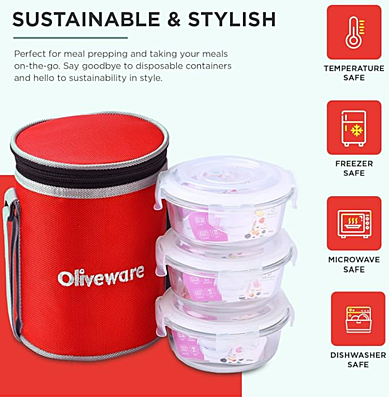 Oliveware pebble Glass Lunch Box Oliveware pebble Glass Lunch Box
