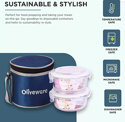 Olive ware Bolt Glass Lunch Box