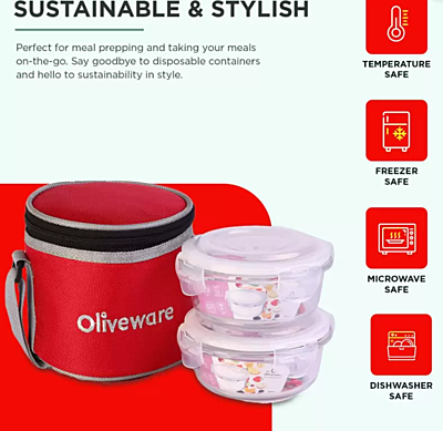 Olive ware Bolt Glass Lunch Box