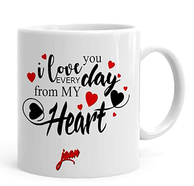 Printed I Love You Jaan Theme Printed Coffee Mug (325 ml)(KAD23-Jaan) - Gift for Jaan With White colour Printed I Love You Jaan Theme Printed Coffee Mug (325 ml)(KAD23-Jaan) - Gift for Jaan With White colour