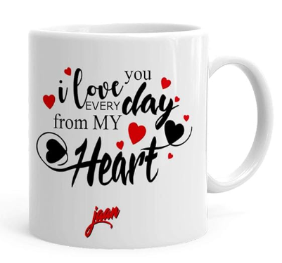 Printed I Love You Jaan Theme Printed Coffee Mug (325 ml)(KAD23-Jaan) - Gift for Jaan With White colour Printed I Love You Jaan Theme Printed Coffee Mug (325 ml)(KAD23-Jaan) - Gift for Jaan With White colour