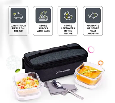 Olive ware Prism Glass Lunch Box