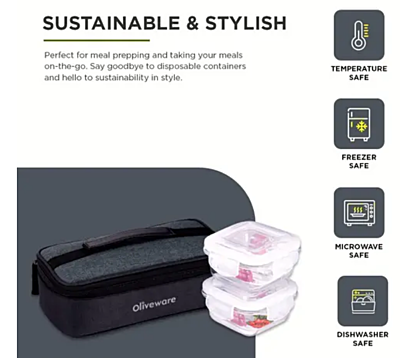 Olive ware Prism Glass Lunch Box