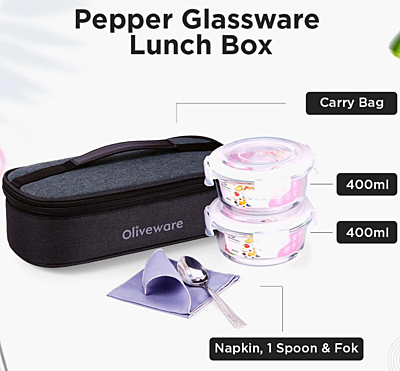 Olive ware pepper Glass Lunch Box