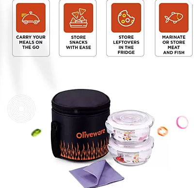 Olive ware Sizzle Glass Lunch Box