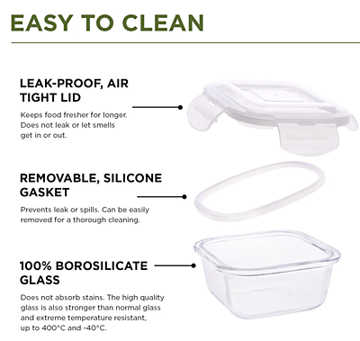 Olive ware Musk Glass Lunch Box