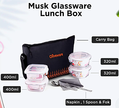 Olive ware Musk Glass Lunch Box