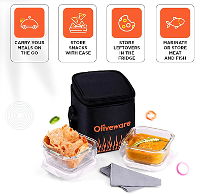 Olive ware Blaze Glass Lunch Box