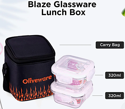 Olive ware Blaze Glass Lunch Box
