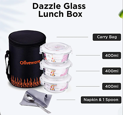 Olive ware Dazzle Glass Lunch Box Olive ware Dazzle Glass Lunch Box