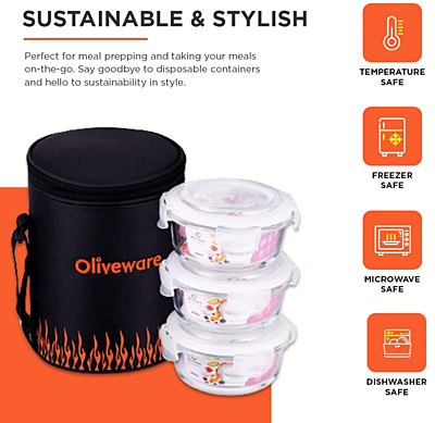 Olive ware Dazzle Glass Lunch Box Olive ware Dazzle Glass Lunch Box