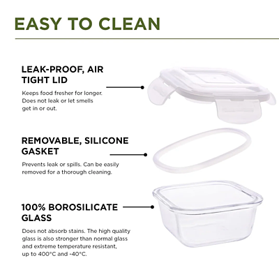 Olive ware Maria Glass Lunch Box Olive ware Maria Glass Lunch Box