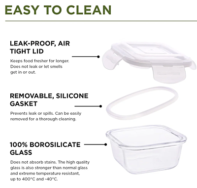 Olive ware Slick Glass Lunch Box