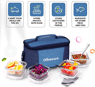 Olive ware Slick Glass Lunch Box