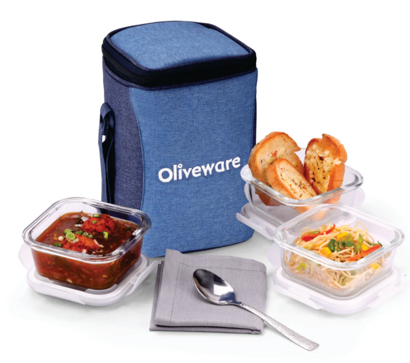 Olive ware Eathen Glass Lunch Box