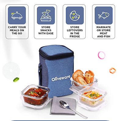 Olive ware Eathen Glass Lunch Box