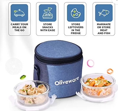 Olive ware Lily Glass Lunch Box