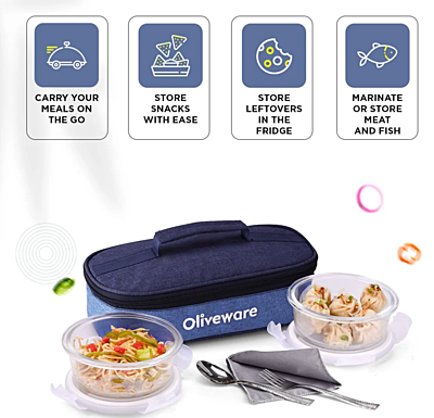 Olive ware Delta Glass Lunch Box