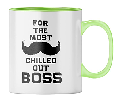 Printed Cool Boss Mug - Relaxed Leader Appreciation, Mustache Design (Light Green Inner & Handle, Tea Cup, 310ML) Printed Cool Boss Mug - Relaxed Leader Appreciation, Mustache Design (Light Green Inner & Handle, Tea Cup, 310ML)