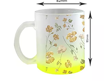 Printed SUBLIMATION Frosted Yellow Glass Mug|Design - Yellow Flowers |Best Gift for Tea Lover|330 ml Glass Mug Printed SUBLIMATION Frosted Yellow Glass Mug|Design - Yellow Flowers |Best Gift for Tea Lover|330 ml Glass Mug