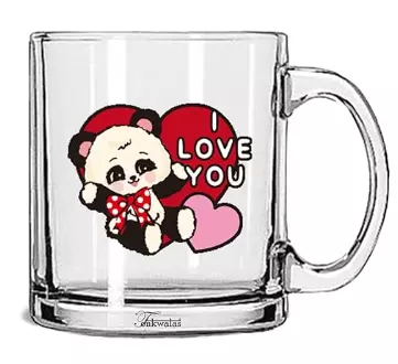 Printed I Love You Cute Panda Printed Transparent Glass Coffee and Tea Mug Gift Printed I Love You Cute Panda Printed Transparent Glass Coffee and Tea Mug Gift
