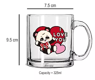Printed I Love You Cute Panda Printed Transparent Glass Coffee and Tea Mug Gift Printed I Love You Cute Panda Printed Transparent Glass Coffee and Tea Mug Gift